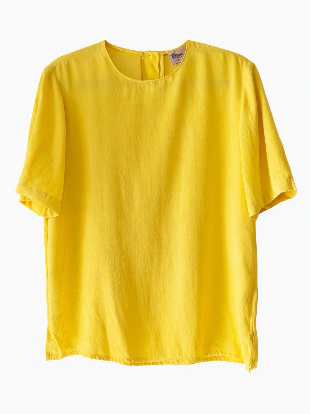 Vintage 1980’s Bianca Silk Sunshine Yellow Short Sleeve Blouse Size Small